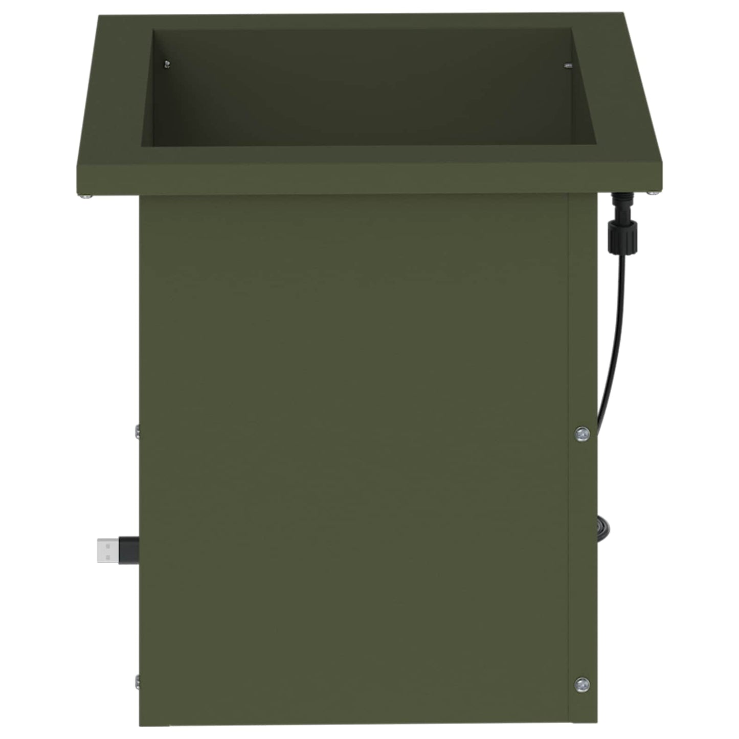 vidaXL Garden Planter with LED 2 pcs Olive Green 30 x 30 x 30 cm Steel