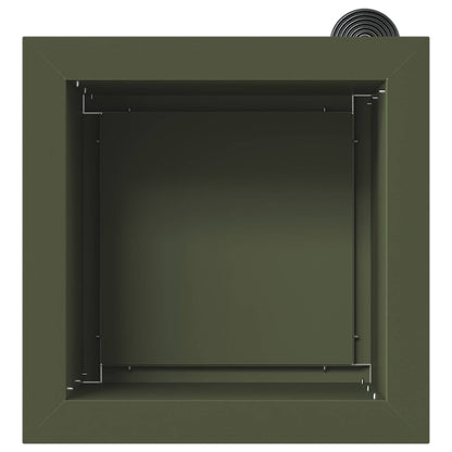 vidaXL Garden Planter with LED 2 pcs Olive Green 30 x 30 x 30 cm Steel