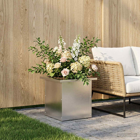 vidaXL Garden Planter with LED Silver 30 x 30 x 30 cm Stainless Steel