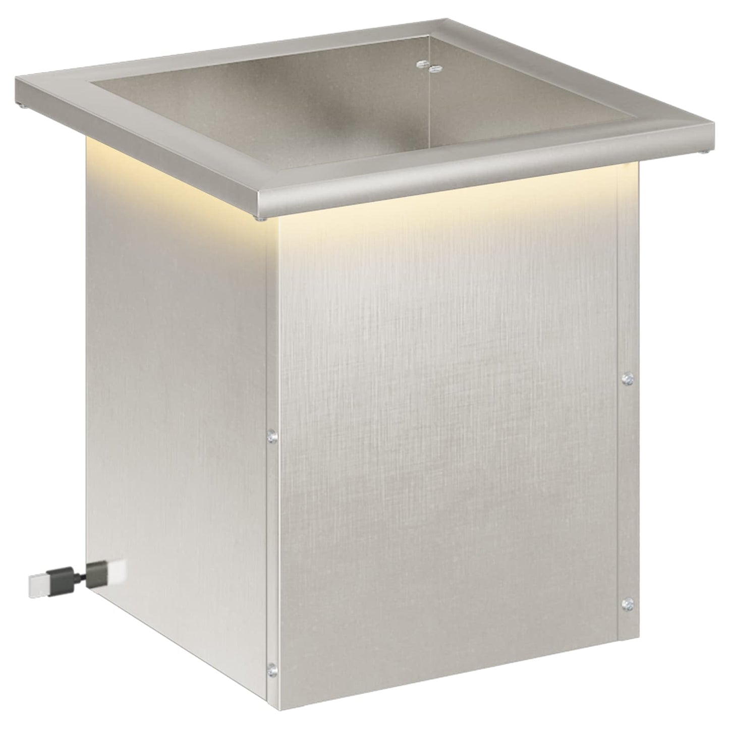 vidaXL Garden Planter with LED Silver 30 x 30 x 30 cm Stainless Steel