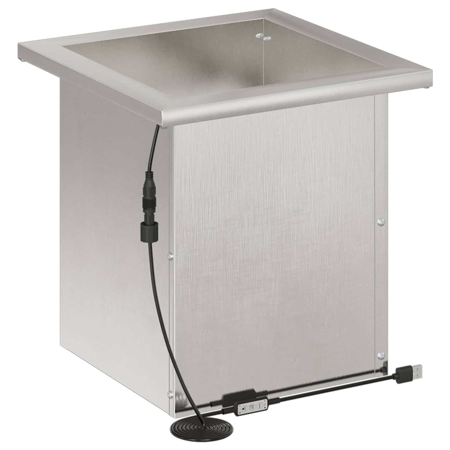 vidaXL Garden Planter with LED Silver 30 x 30 x 30 cm Stainless Steel
