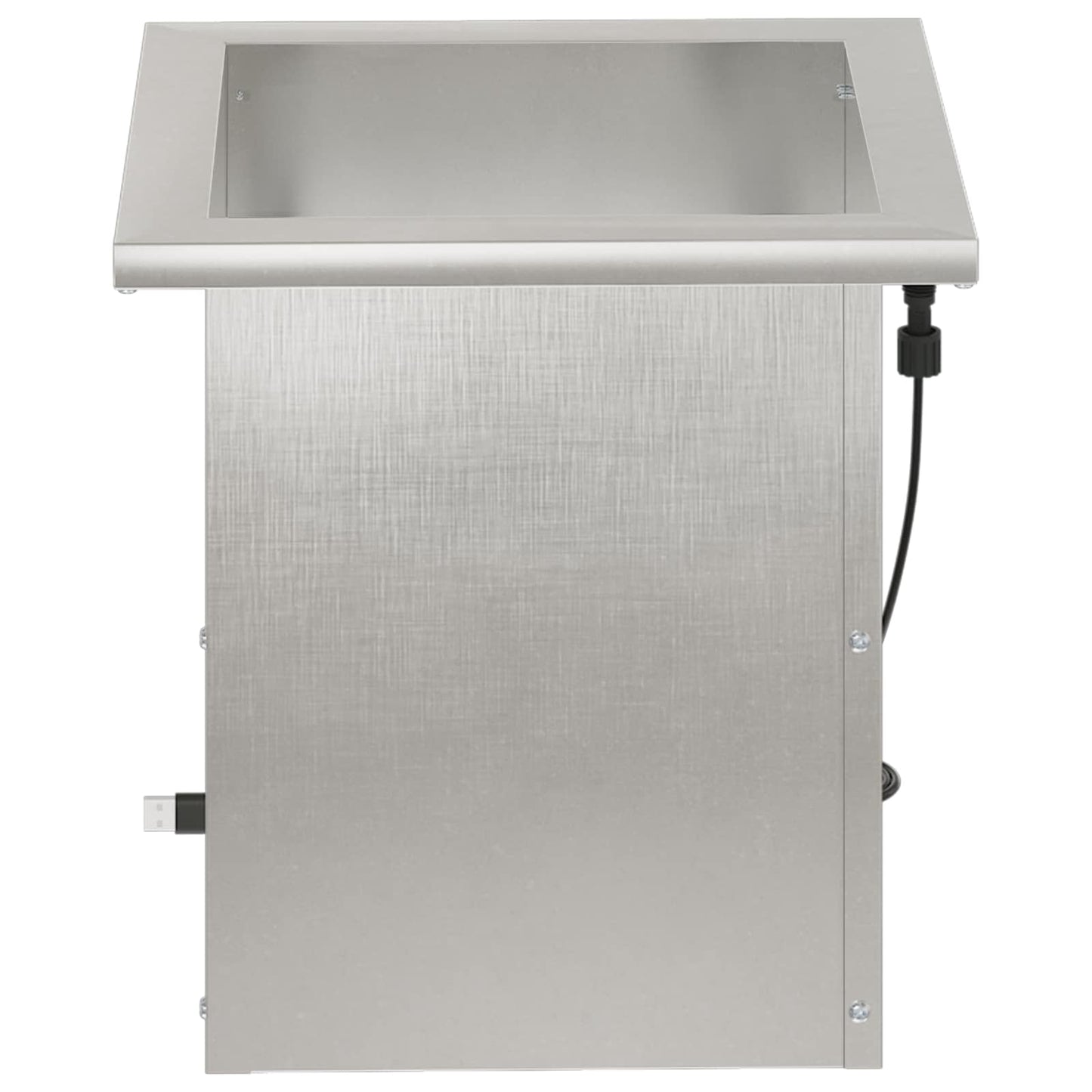vidaXL Garden Planter with LED Silver 30 x 30 x 30 cm Stainless Steel