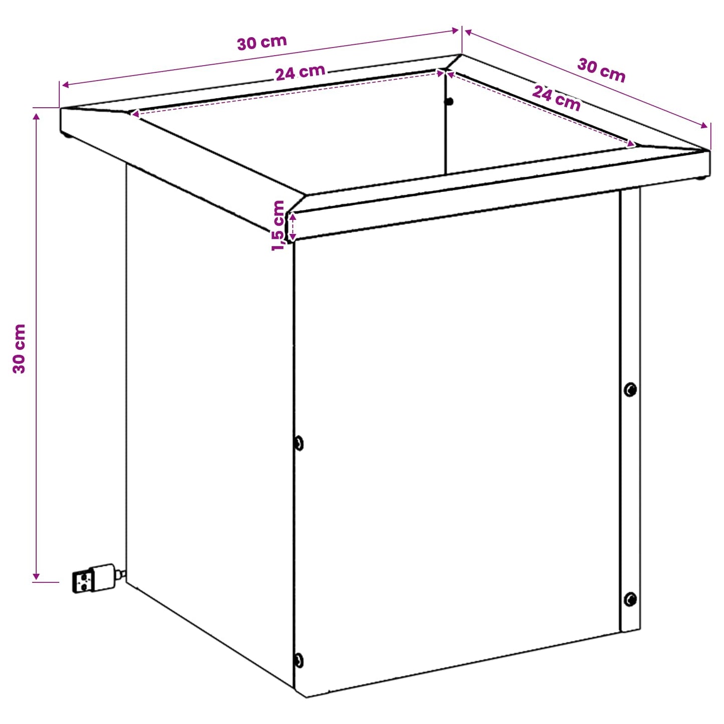 vidaXL Garden Planter with LED Silver 30 x 30 x 30 cm Stainless Steel