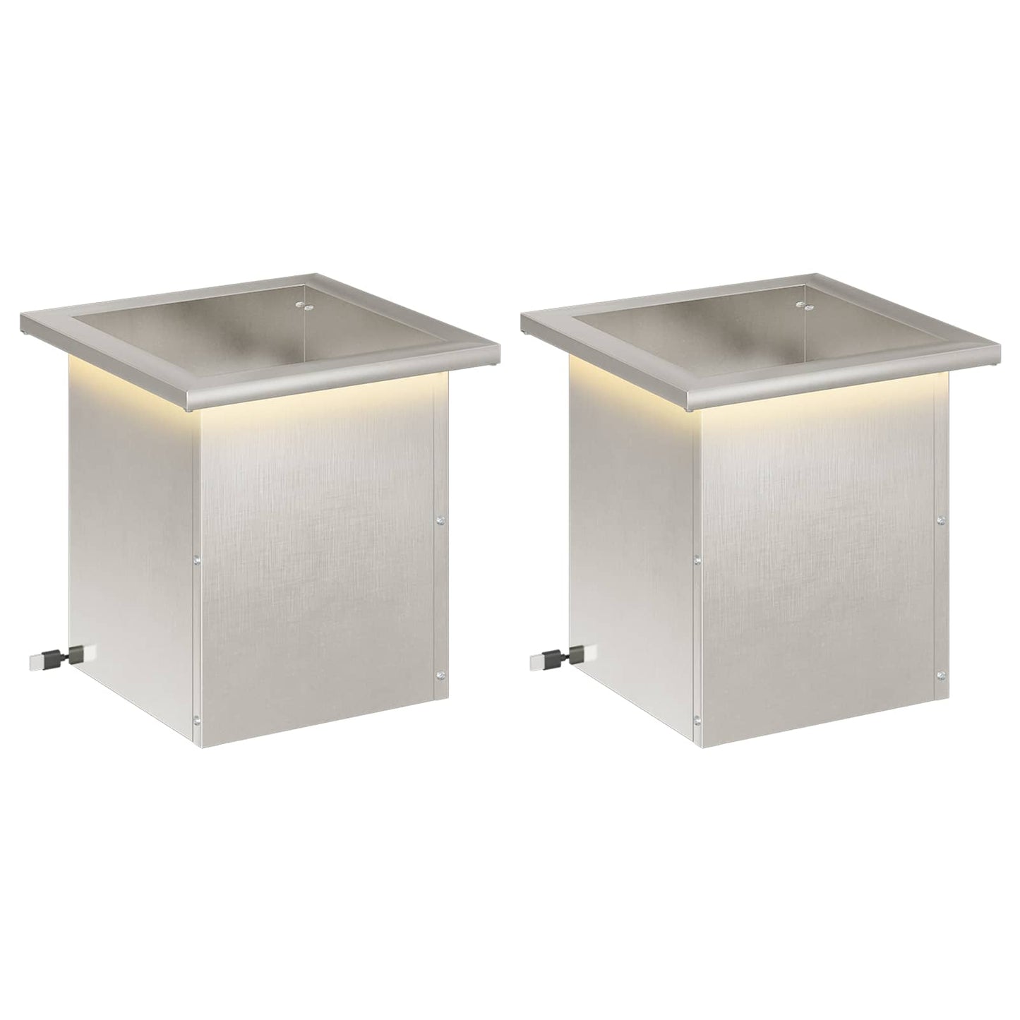 vidaXL Garden Planter with LED 2 pcs Silver 30 x 30 x 30 cm