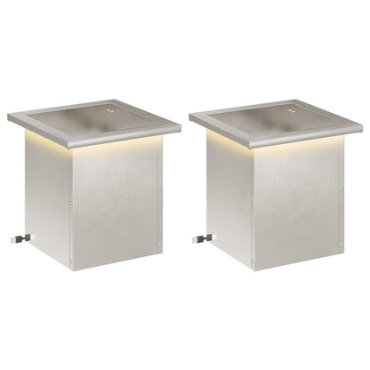 vidaXL Garden Planter with LED 2 pcs Silver 30 x 30 x 30 cm