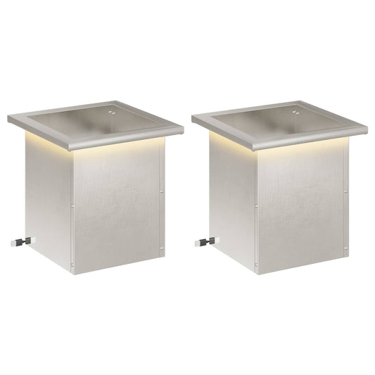 vidaXL Garden Planter with LED 2 pcs Silver 30 x 30 x 30 cm
