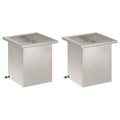 vidaXL Garden Planter with LED 2 pcs Silver 30 x 30 x 30 cm