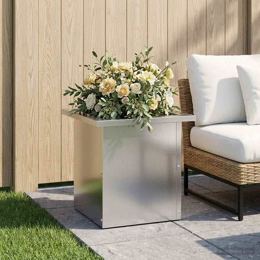 vidaXL Garden Planter with LED Silver 30 x 30 x 30 cm Galvanised Steel