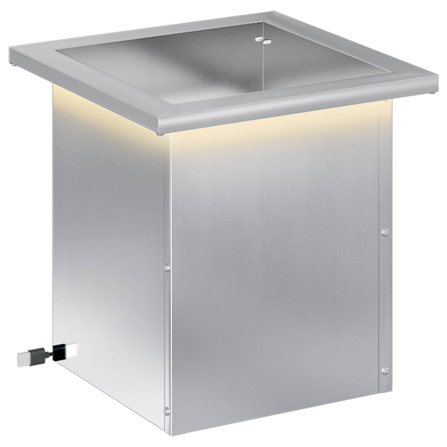 vidaXL Garden Planter with LED Silver 30 x 30 x 30 cm Galvanised Steel