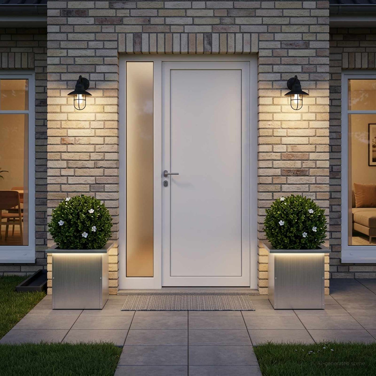 vidaXL Garden Planter with LED 2 pcs Silver 30 x 30 x 30 cm