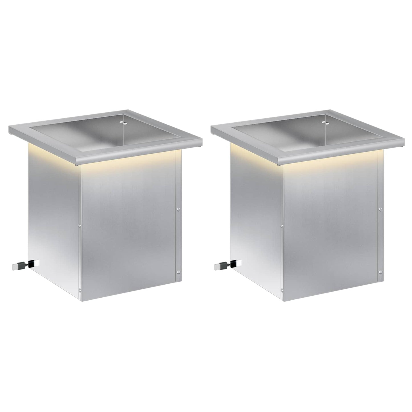 vidaXL Garden Planter with LED 2 pcs Silver 30 x 30 x 30 cm