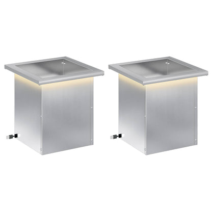 vidaXL Garden Planter with LED 2 pcs Silver 30 x 30 x 30 cm