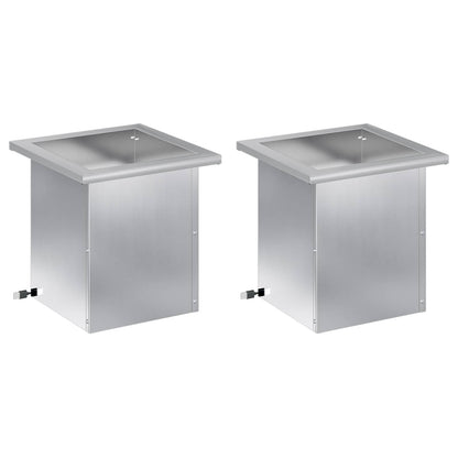 vidaXL Garden Planter with LED 2 pcs Silver 30 x 30 x 30 cm