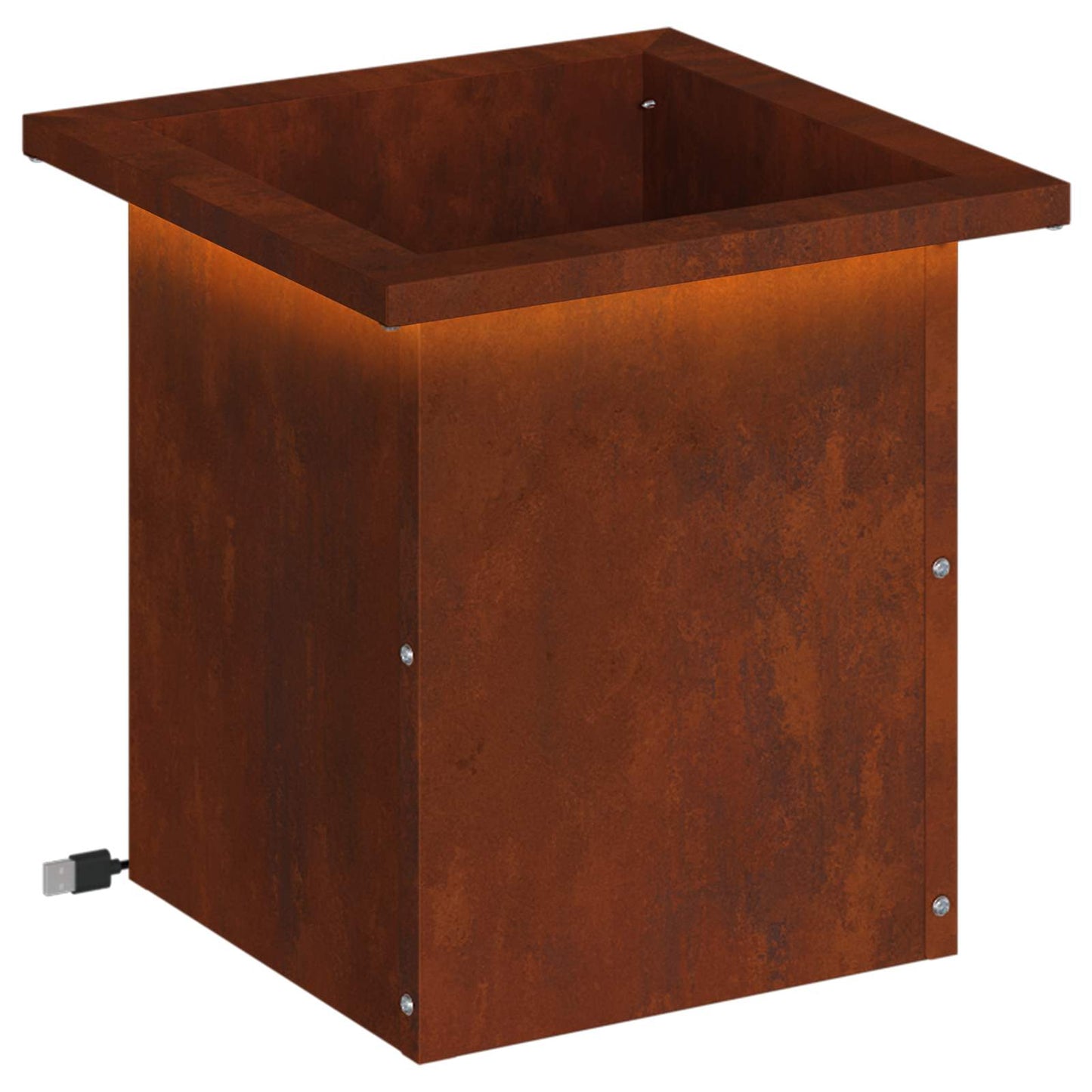 vidaXL Garden Planter with LED Rusty 30 x 30 x 30 cm Weathering Steel