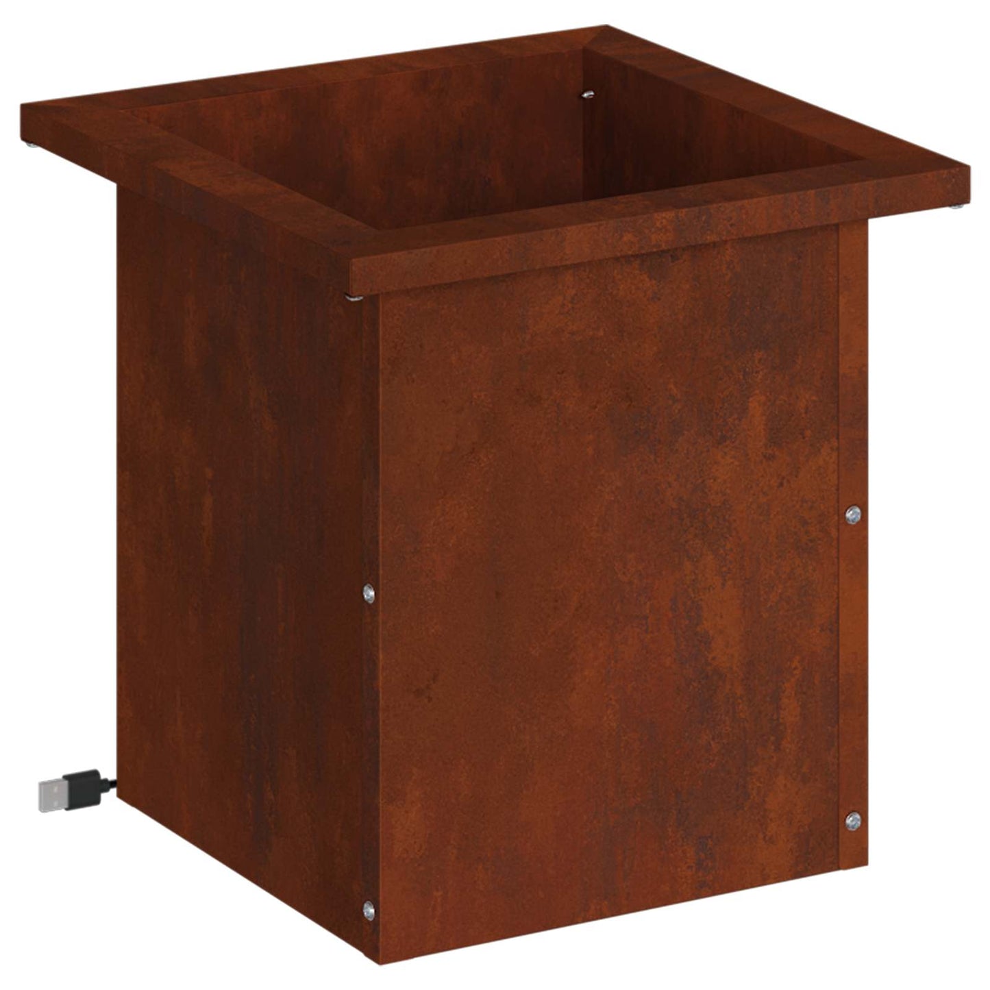 vidaXL Garden Planter with LED Rusty 30 x 30 x 30 cm Weathering Steel