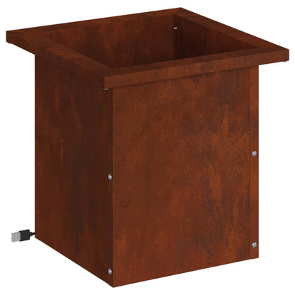 vidaXL Garden Planter with LED Rusty 30 x 30 x 30 cm Weathering Steel