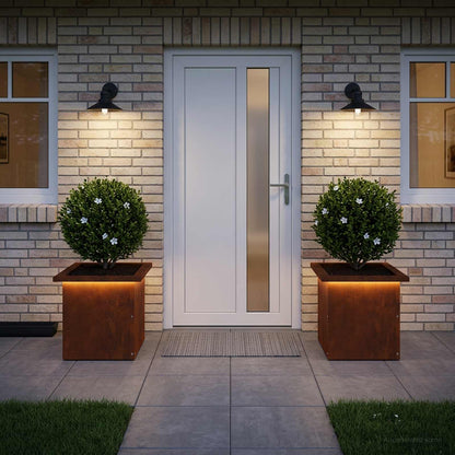 vidaXL Garden Planter with LED 2 pcs Rusty 30 x 30 x 30 cm