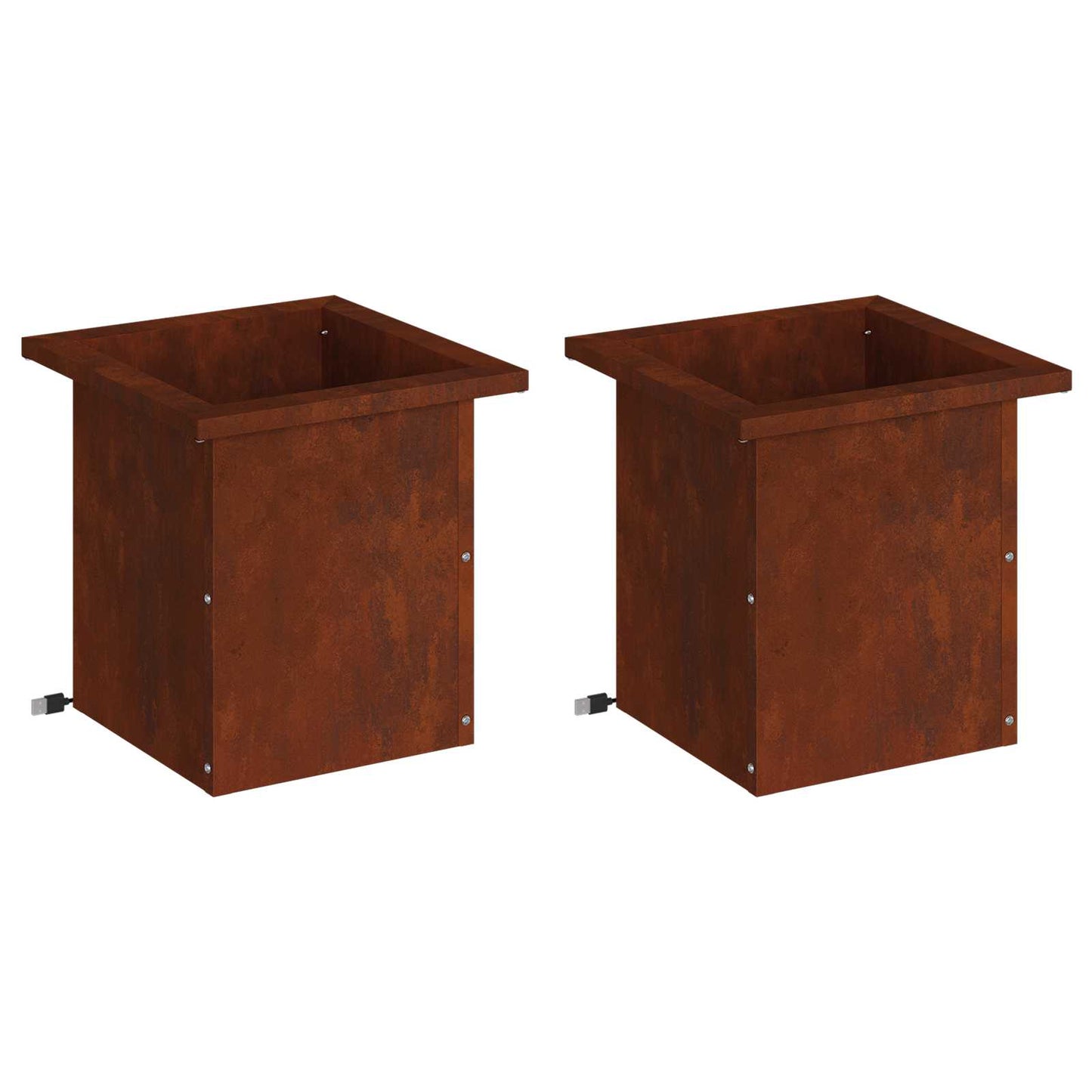 vidaXL Garden Planter with LED 2 pcs Rusty 30 x 30 x 30 cm