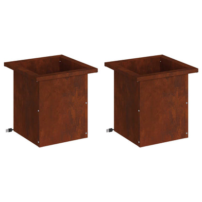 vidaXL Garden Planter with LED 2 pcs Rusty 30 x 30 x 30 cm