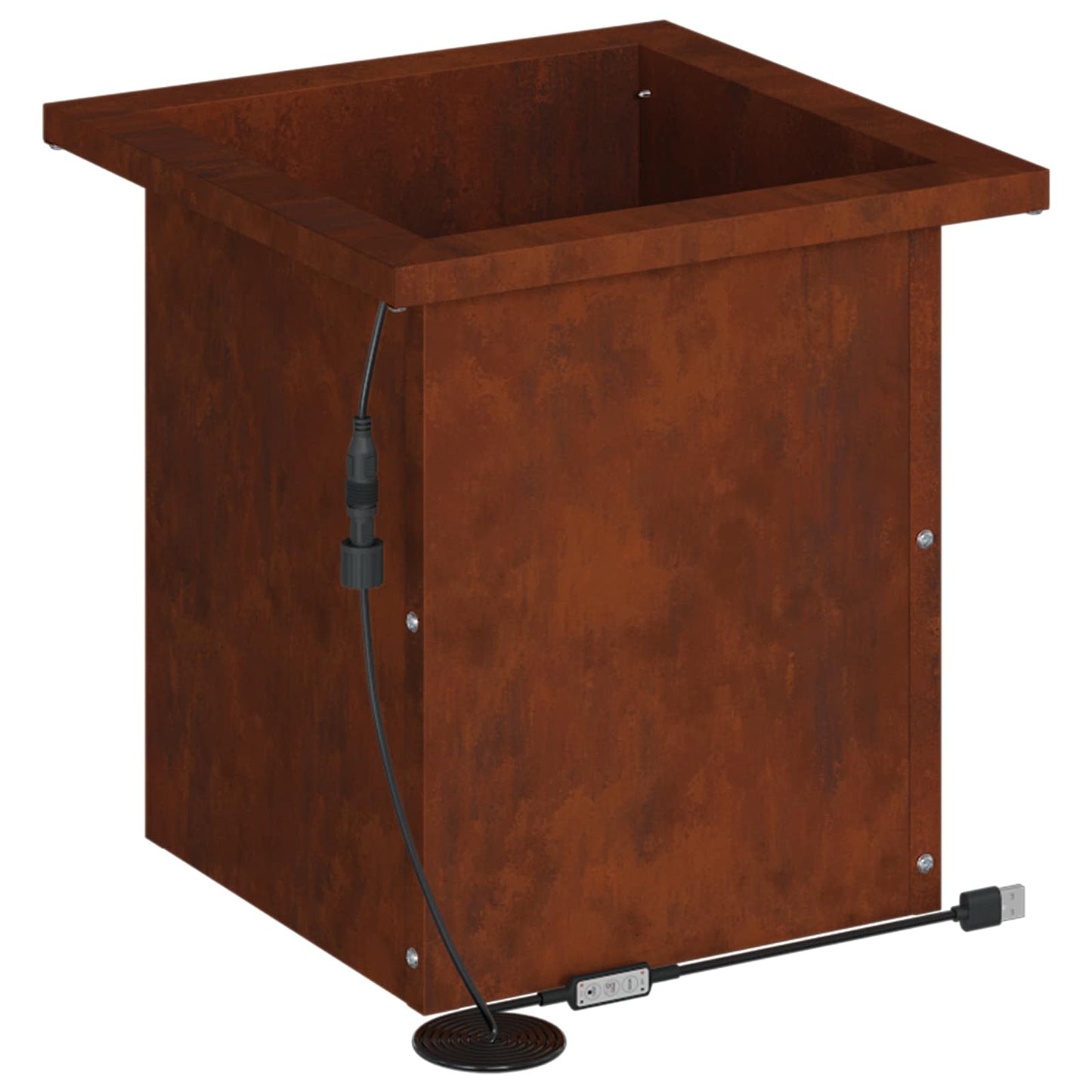 vidaXL Garden Planter with LED 2 pcs Rusty 30 x 30 x 30 cm