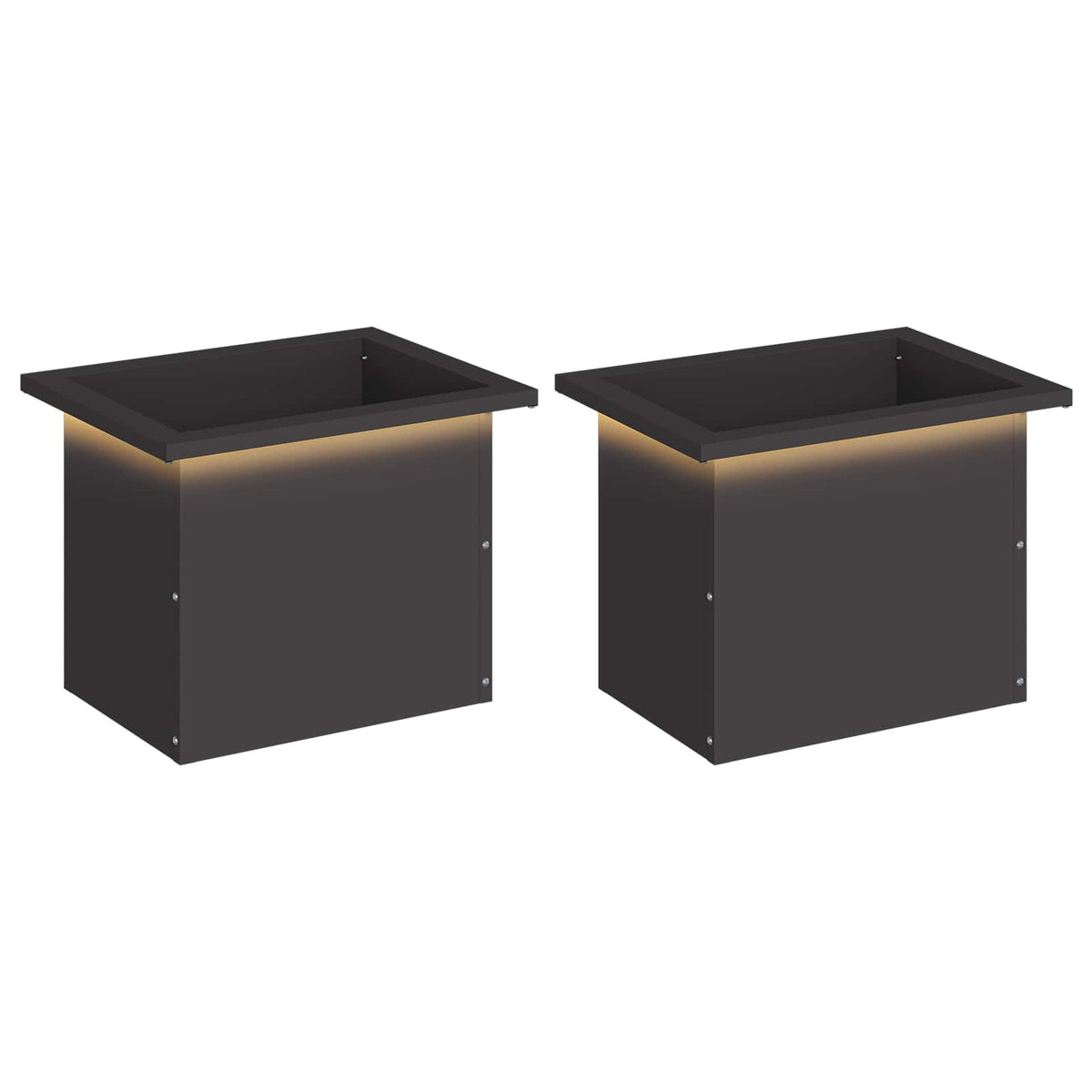vidaXL Garden Planter with LED 2 pcs Black 30 x 40 x 30 cm Steel