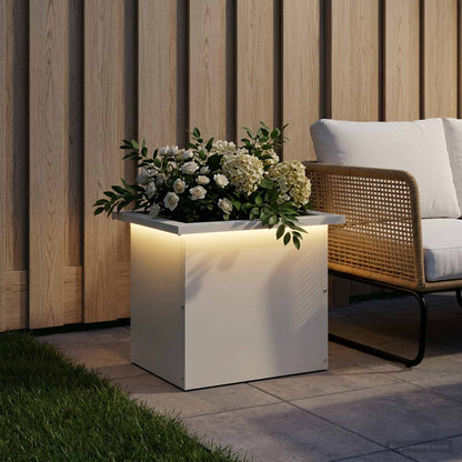vidaXL Garden Planter with LED White 30 x 40 x 30 cm Steel