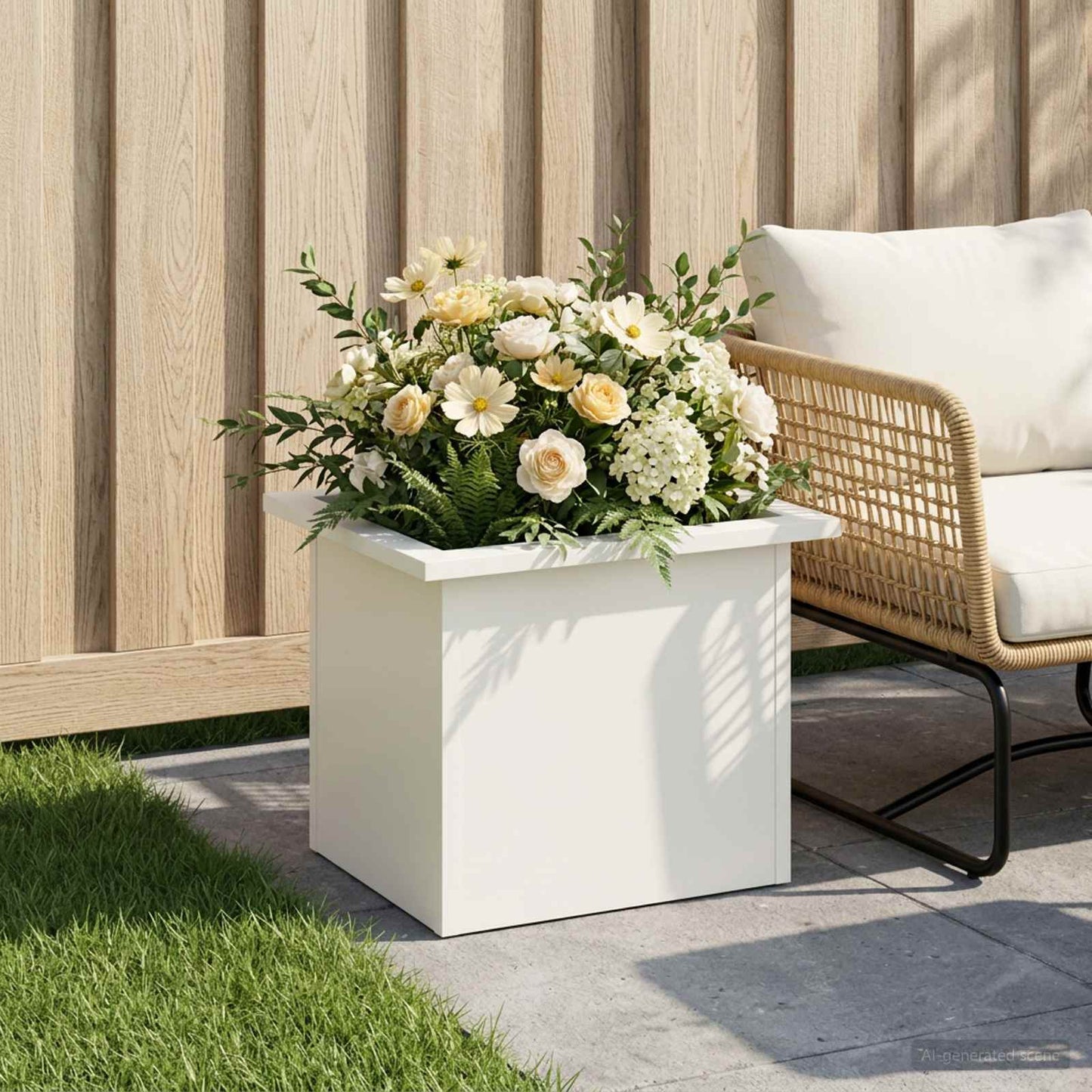 vidaXL Garden Planter with LED White 30 x 40 x 30 cm Steel