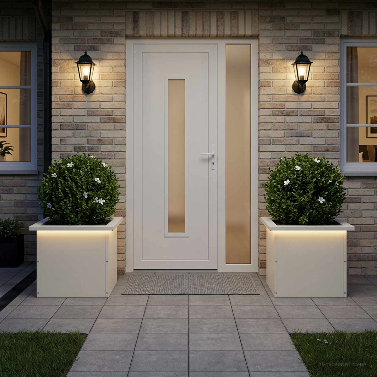 vidaXL Garden Planter with LED 2 pcs White 30 x 40 x 30 cm Steel