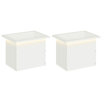 vidaXL Garden Planter with LED 2 pcs White 30 x 40 x 30 cm Steel