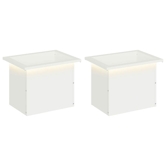 vidaXL Garden Planter with LED 2 pcs White 30 x 40 x 30 cm Steel