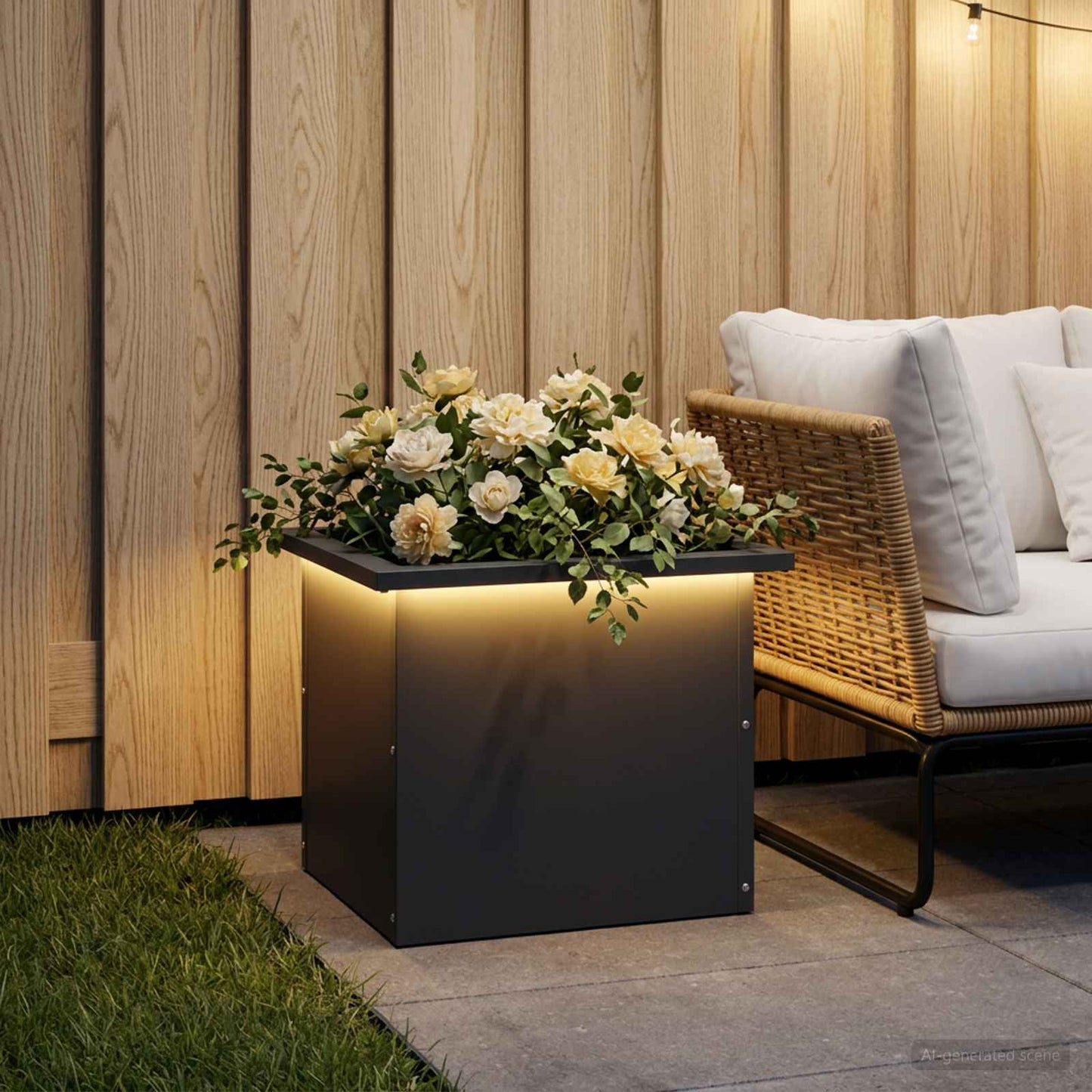 vidaXL Garden Planter with LED Antracite 30 x 40 x 30 cm Steel