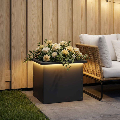 vidaXL Garden Planter with LED Antracite 30 x 40 x 30 cm Steel