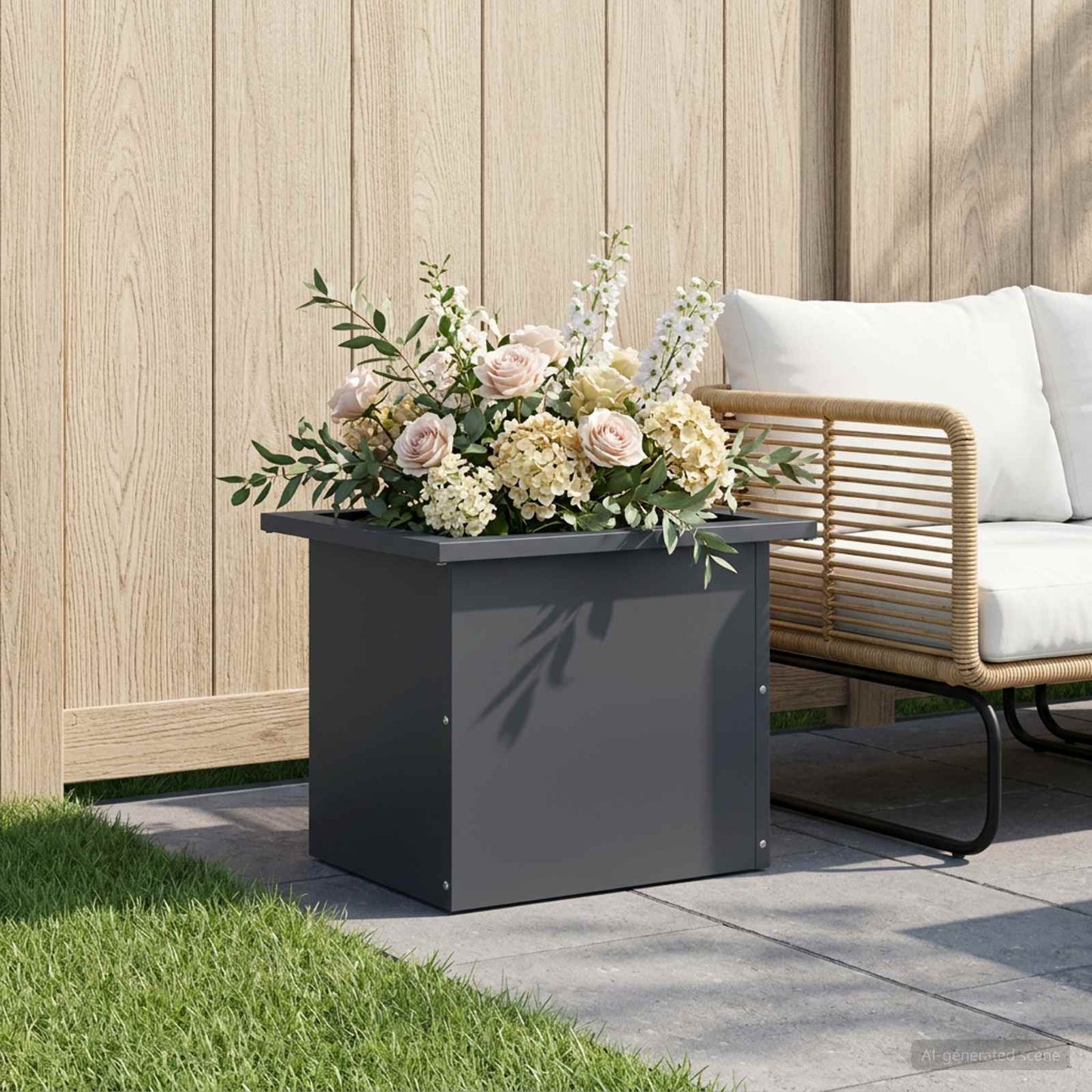 vidaXL Garden Planter with LED Antracite 30 x 40 x 30 cm Steel