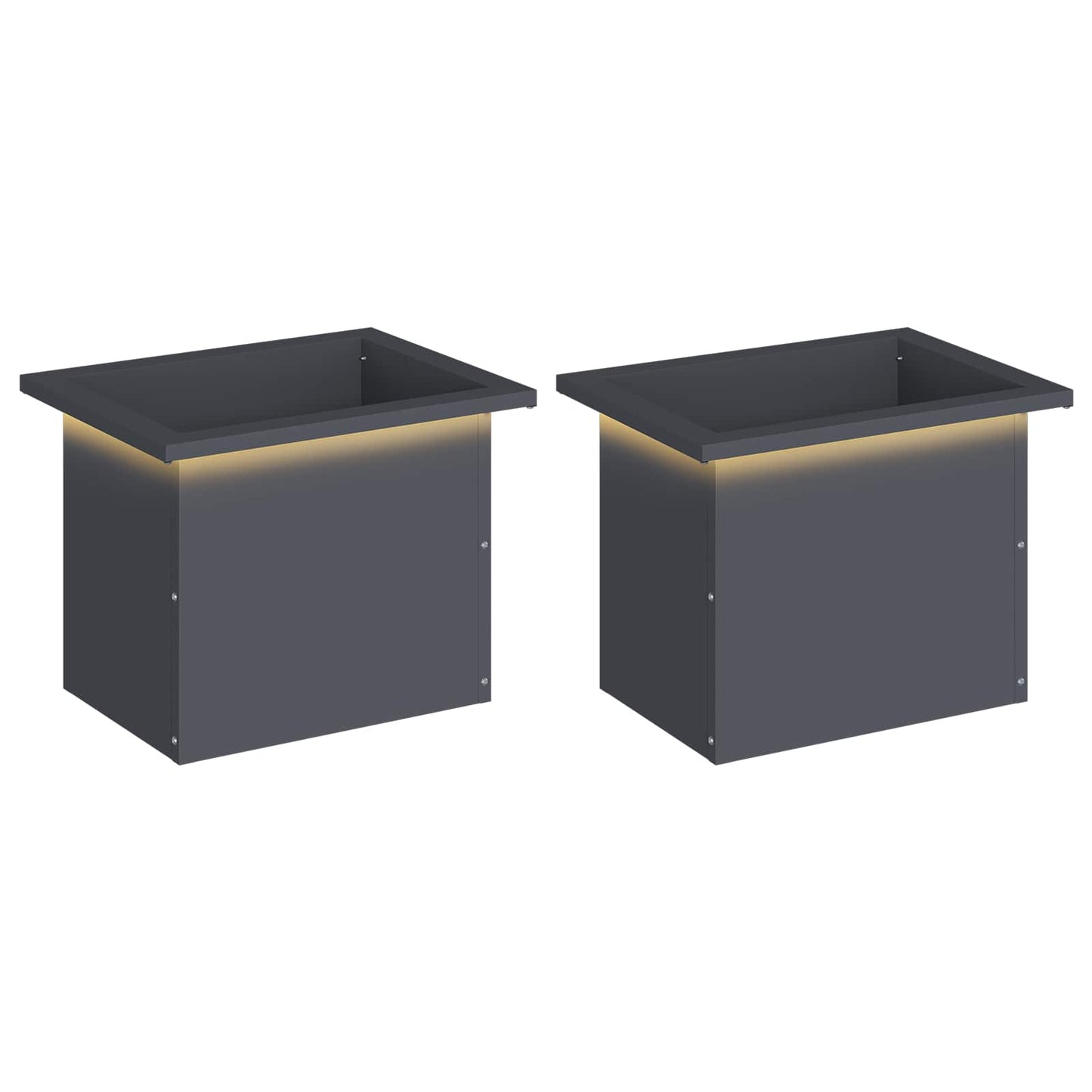 vidaXL Garden Planter with LED 2 pcs Antracite 30 x 40 x 30 cm Steel