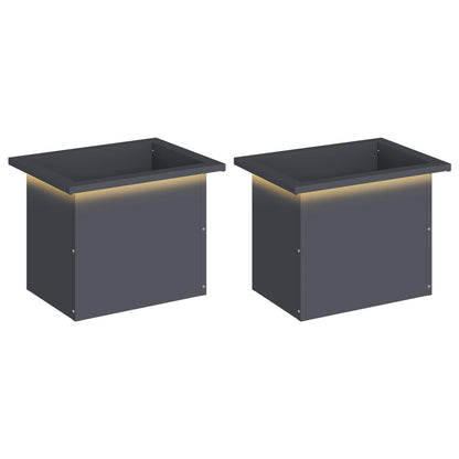 vidaXL Garden Planter with LED 2 pcs Antracite 30 x 40 x 30 cm Steel
