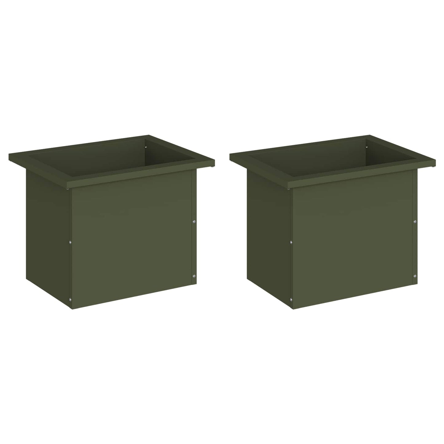 vidaXL Garden Planter with LED 2 pcs Olive Green 30 x 40 x 30 cm Steel