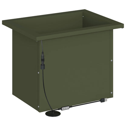 vidaXL Garden Planter with LED 2 pcs Olive Green 30 x 40 x 30 cm Steel