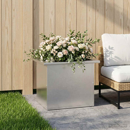 vidaXL Garden Planter with LED Silver 30 x 40 x 30 cm Stainless Steel