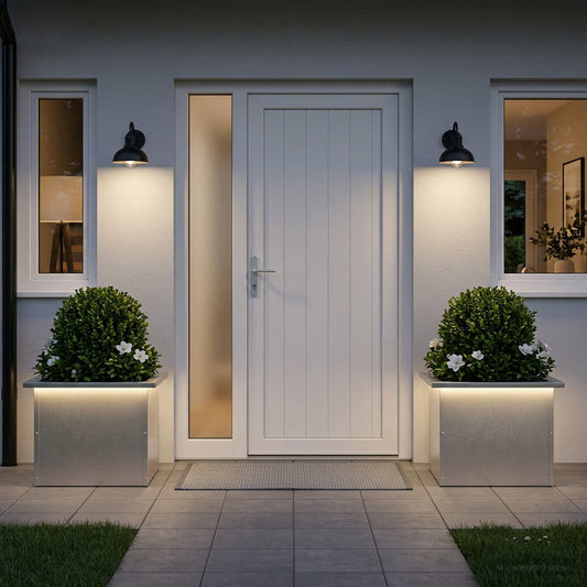 vidaXL Garden Planter with LED 2 pcs Silver 30 x 40 x 30 cm