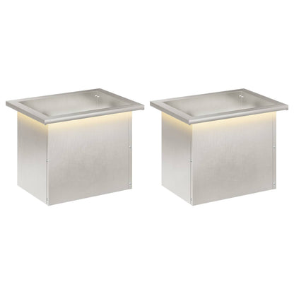 vidaXL Garden Planter with LED 2 pcs Silver 30 x 40 x 30 cm