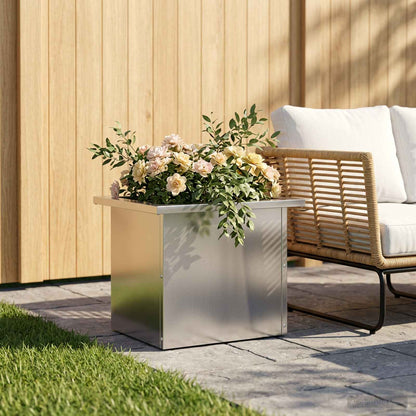 vidaXL Garden Planter with LED Silver 30 x 40 x 30 cm Galvanised Steel
