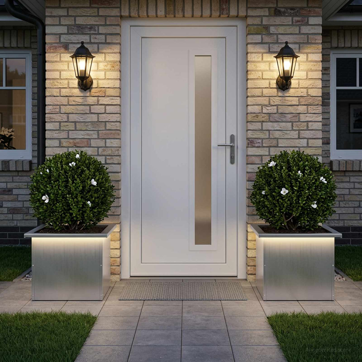 vidaXL Garden Planter with LED 2 pcs Silver 30 x 40 x 30 cm