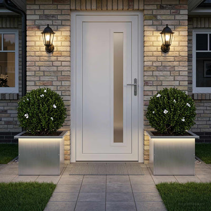 vidaXL Garden Planter with LED 2 pcs Silver 30 x 40 x 30 cm