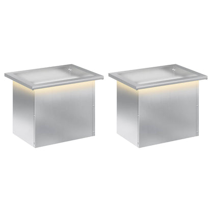 vidaXL Garden Planter with LED 2 pcs Silver 30 x 40 x 30 cm