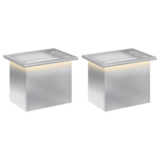 vidaXL Garden Planter with LED 2 pcs Silver 30 x 40 x 30 cm