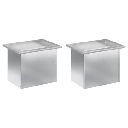 vidaXL Garden Planter with LED 2 pcs Silver 30 x 40 x 30 cm