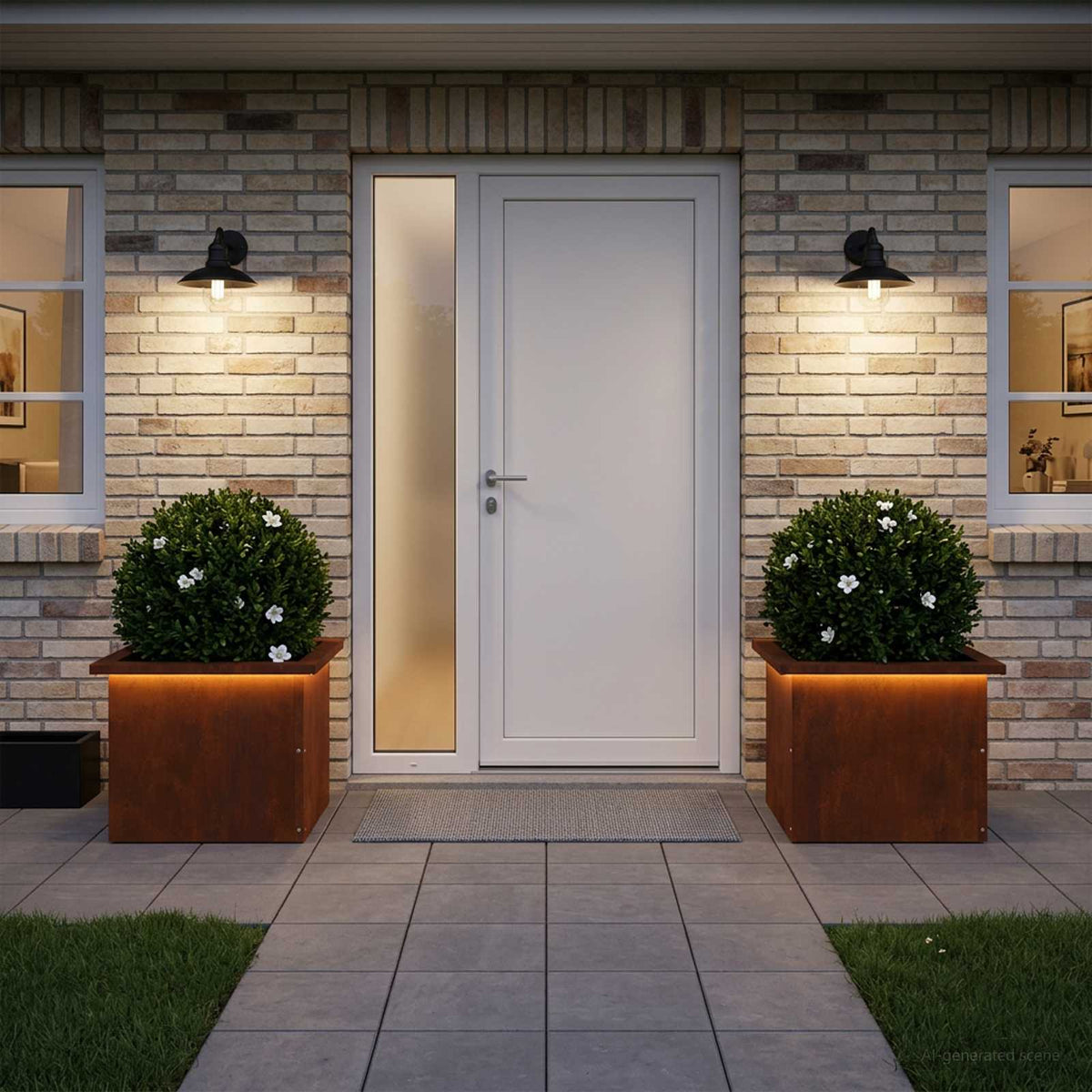 vidaXL Garden Planter with LED 2 pcs Rusty 30 x 40 x 30 cm