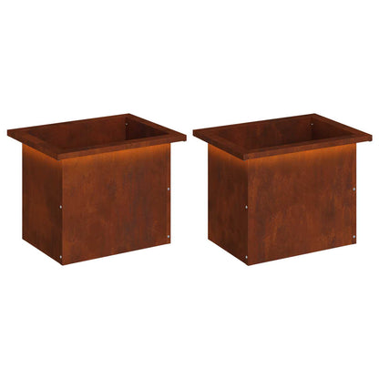 vidaXL Garden Planter with LED 2 pcs Rusty 30 x 40 x 30 cm
