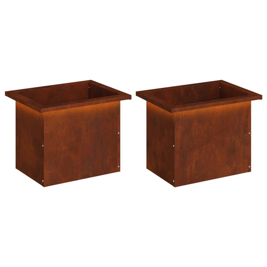 vidaXL Garden Planter with LED 2 pcs Rusty 30 x 40 x 30 cm
