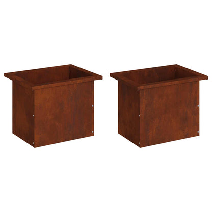 vidaXL Garden Planter with LED 2 pcs Rusty 30 x 40 x 30 cm